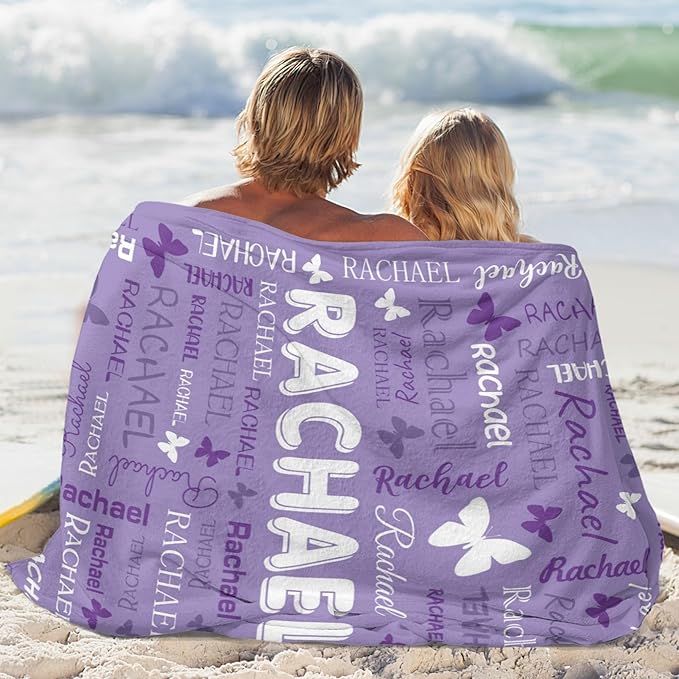 Personalized Throw Blanket with Name Custom Blankets Customized Baby Blanket for Girls Kids Adult Birthday Gift