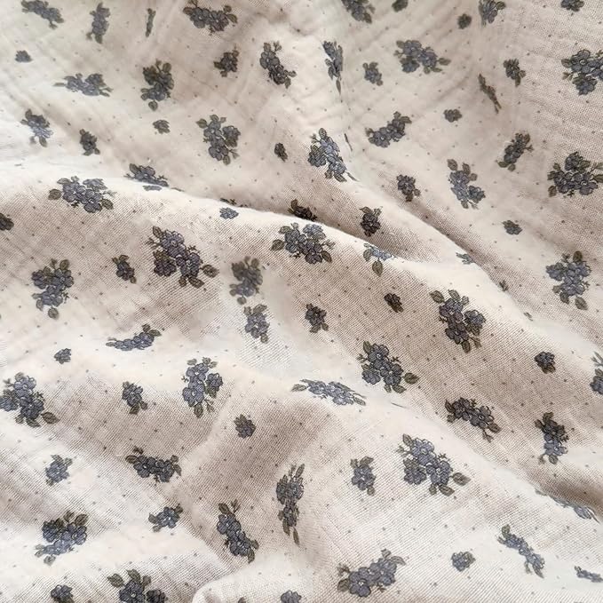 BuLuTu Blue Orchid Flower with Dots Design Toddler Pillow Case Crib Size, 14"x20", 1 pc, Muslin Cotton Pillow Covers for Girls Boys Machine Washable Pillowcase Nursery Decor, Durable