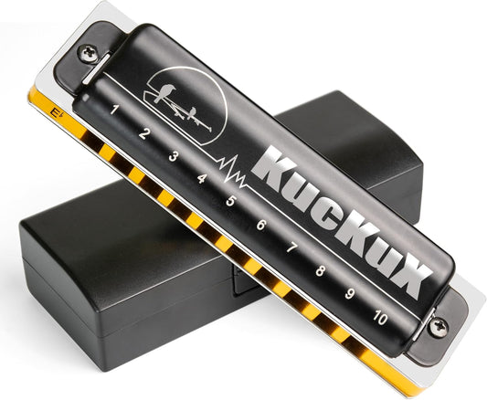 Diatonic Harmonica of E flat Key,Blues Mouth Organ 10 Hole 20 Tones, Reed of Phosphor Bronze, ABS Combo, Easy-Clean Cover,10 Hole Blues Harp for Adult, Beginner