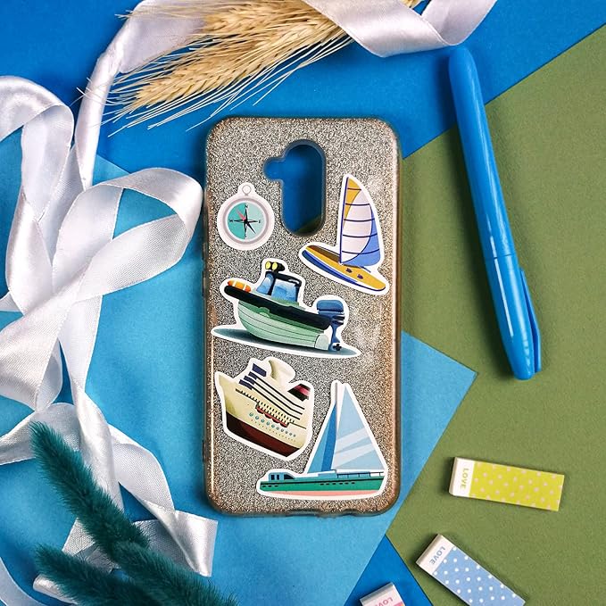 100 Pcs Boat Stickers, Sailboat Stickers - Sailboat Party Favors, Boat Gift, Gifts for Women & Men