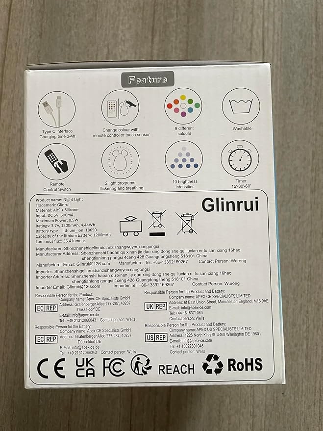 Large Rabbit Night Lights for Kids in Silicone, 9 Colors Baby Bedroom Lighting Children Bedside Table Lamps for Toddlers/Boys/Girls/Adults/Bedroom/Student/Elder/Bathroom/Outdoor - Large