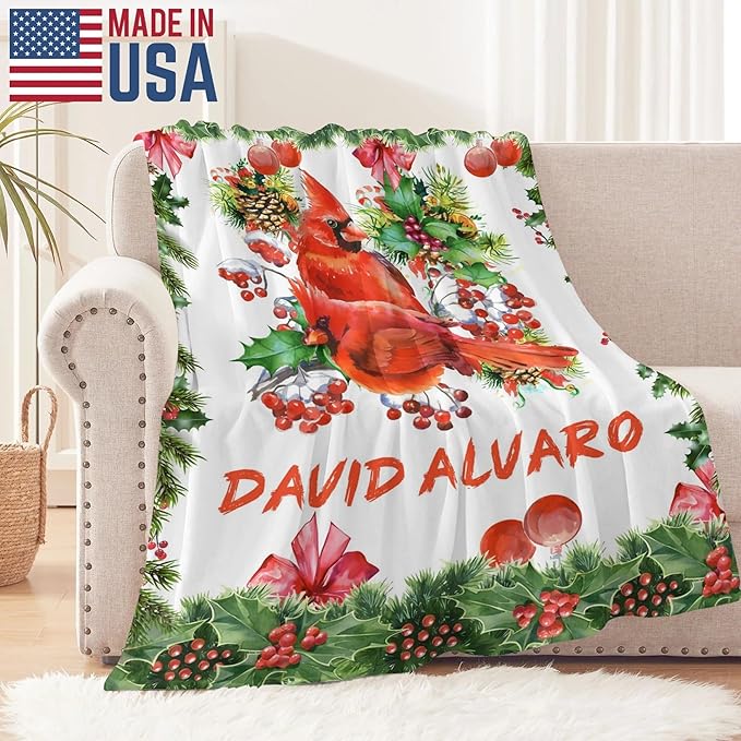 Ship Next Day - Custom Christmas Baby Blanket with Name | Multiple Styles Optional, Personalized Flannel Toddler Blanket, Christmas Swaddle for Boys & Girls, Xmas Decor Throw