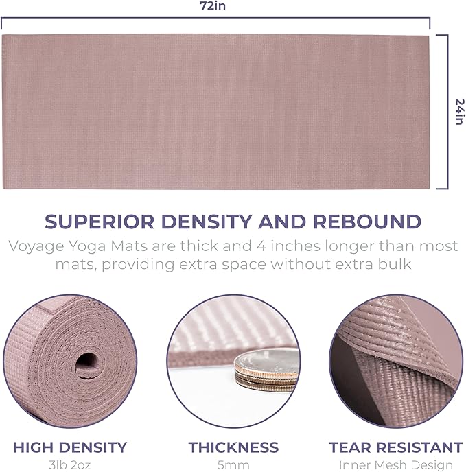 Sunshine Yoga Voyage Yoga Mat, 10 Pack, 72" x 24" Professional Studio and Gym Bulk Yoga Mats, 5mm Thick, Durable, Anti-Tear, Non Slip Fitness and Exercise Mats