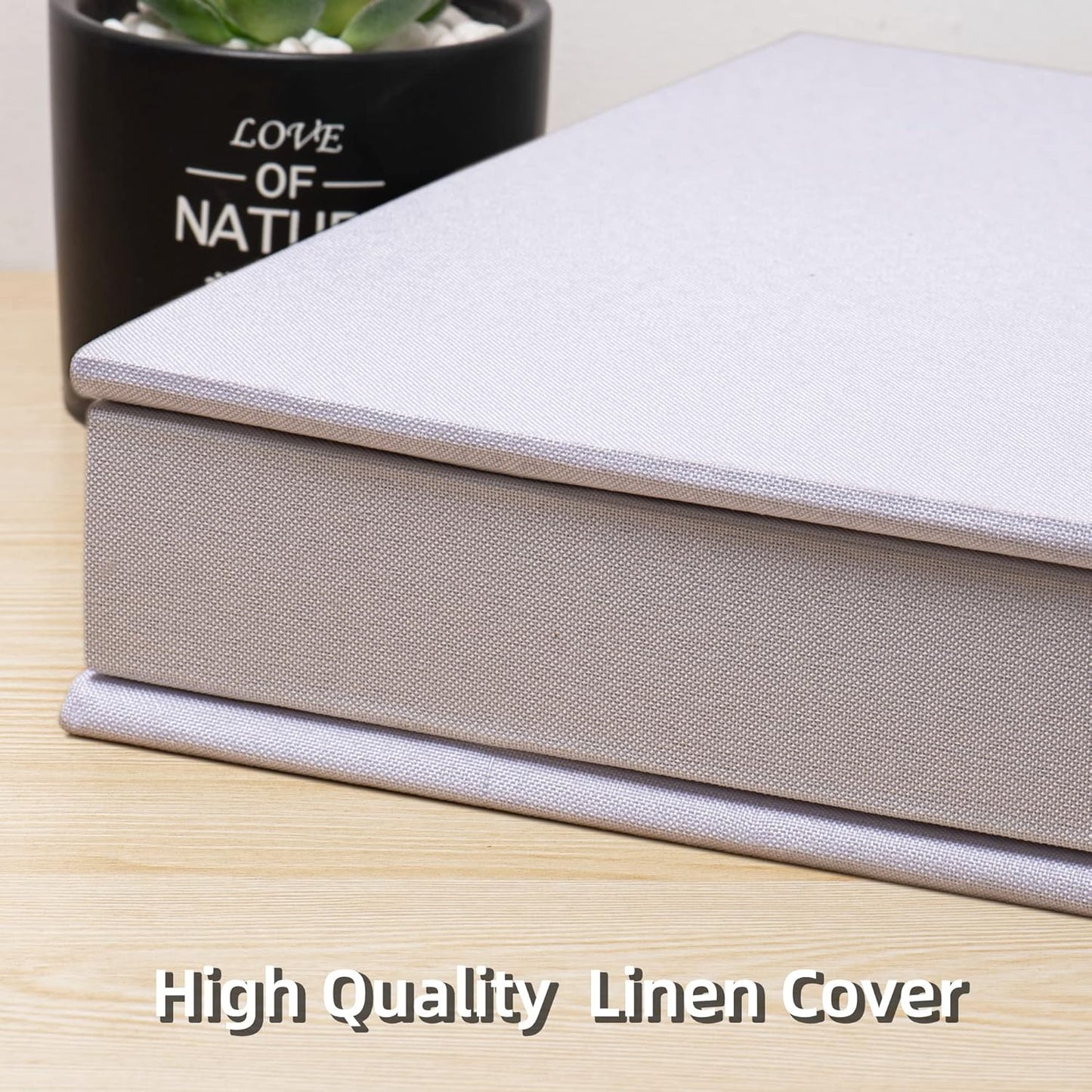 Large Photo Album Self Adhesive 4x6 8x10 10x12 Scrapbook Magnetic Album DIY Scrapbook Length 13 x Width 12.8 (Inches) 120 Sticky Pages Linen Cover DIY Photo Album(White)