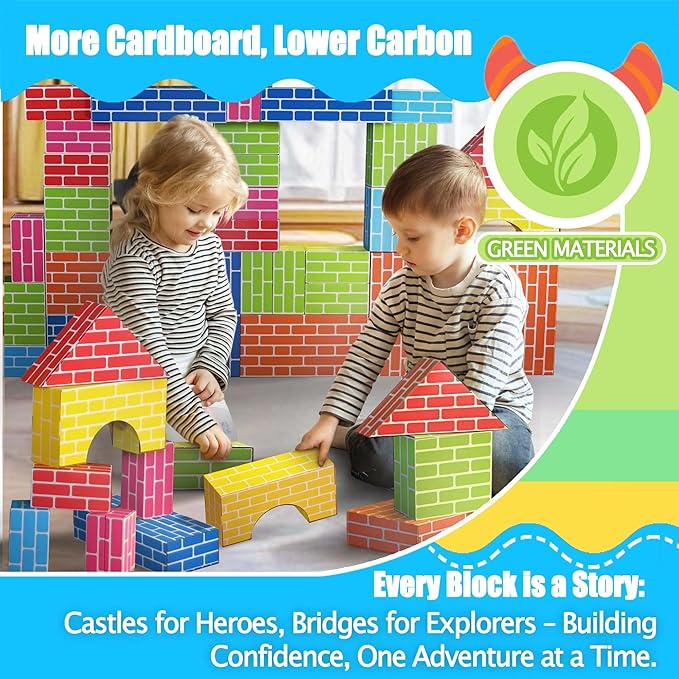 Cardboard Building Blocks for Kids 48pcs: Jumbo Gifts Heavy Duty Develop Creative Thinking Spatial Reasoning Easy to Assemble