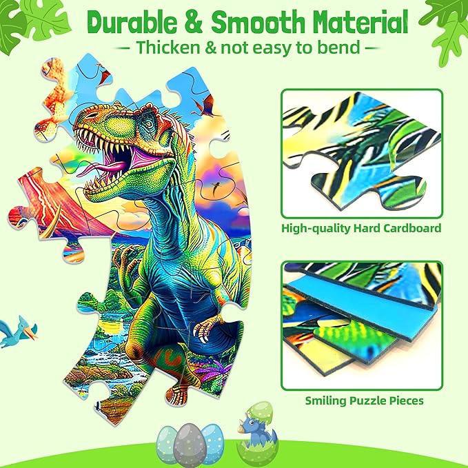ZIZZ Dinosaur Floor-Puzzles Toy for Kids: 70Piece Dinosaur Puzzle for Kids Age 3 4 5 6 7 8 Year Olds Boy Learning & Educational Games Toys Toddlers Best Gifts for Birthday Christmas