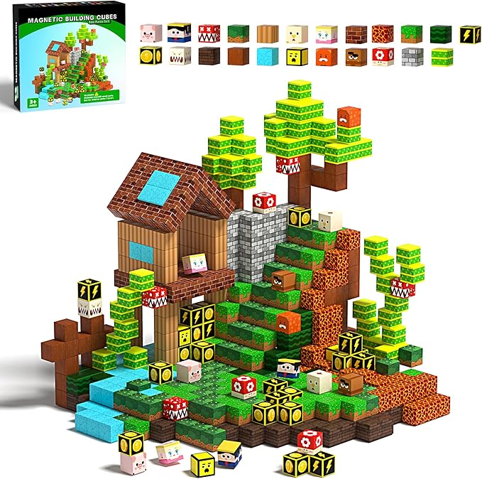 Educational Magnetic Building Blocks Set with 100Pcs 1 Inch Cubes for STEM Game Toys Christmas Birthday Gifts for Boys Girls