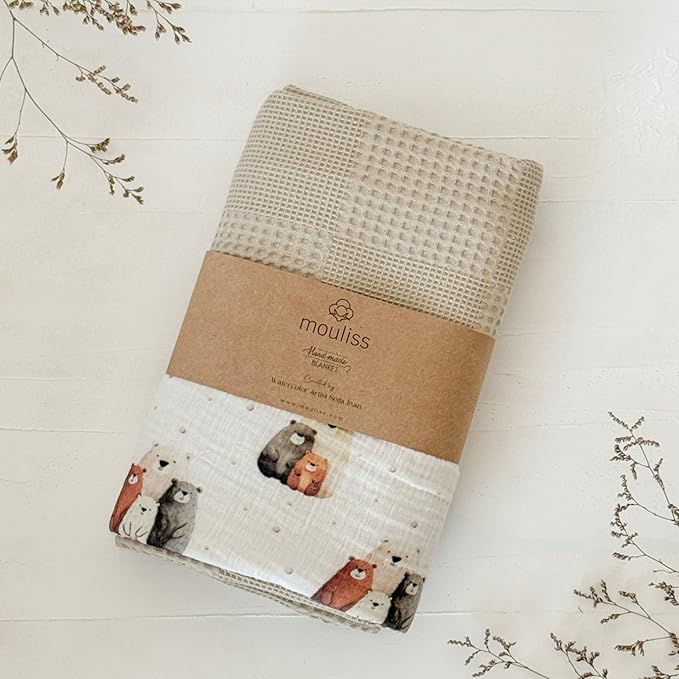 Personalized Baby Blanket with Name – Handmade 100% Organic Cotton Newborn Gift | Custom Knit Blanket for Boys, Girls, Kids & Baby Showers