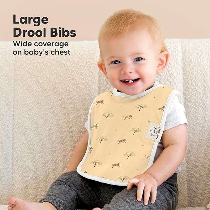 KeaBabies 8-Pack Organic Baby Bibs for Boys, Girls - Super Absorbent Cotton Drool Bibs for Baby Girl & Boy, Teething Toddler, Drooling Newborn, Ultra Soft & Machine Washable (Wildscape)