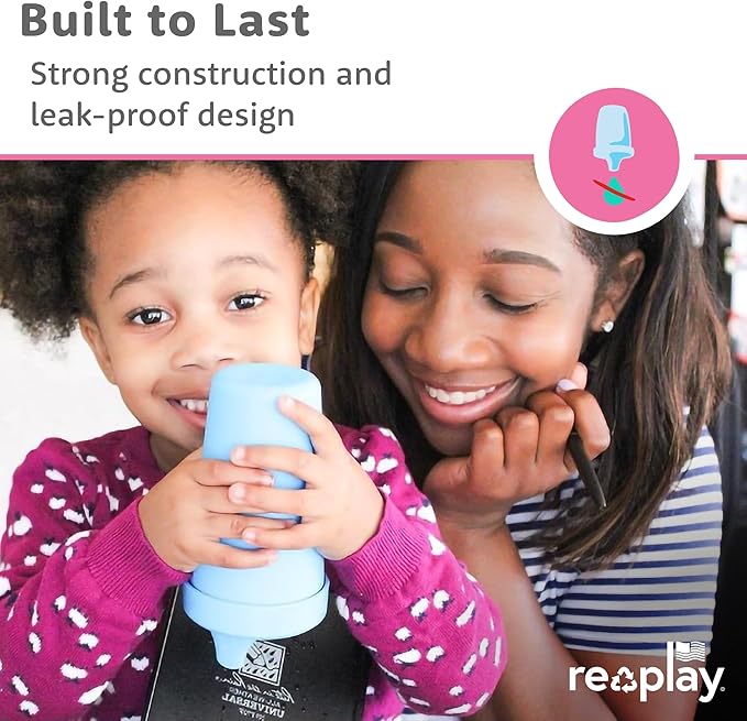 Re-Play Spill-Proof Sippy Cups - Reusable 10 Oz Set of 6, Dishwasher & Microwave Safe, Made in USA, Crayon Box