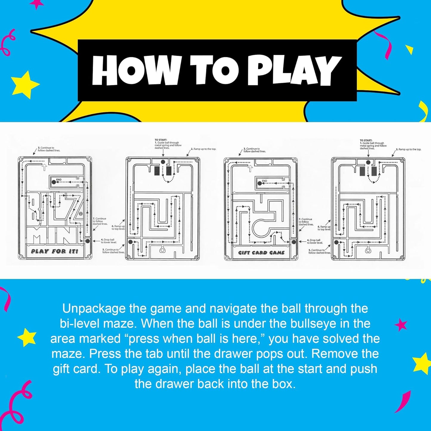 BILZ® Super Maze | Gift Card Puzzle Game for Ages 8+ | Made in USA | Easy Fun Setup | Fits Gift Cards, Cash (Folded), and Notes | Great for Graduations, Christmas, & Birthdays