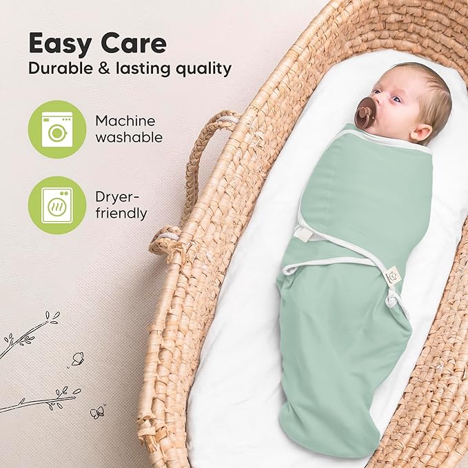 3-Pack Organic Baby Swaddle Sleep Sacks - Swaddles for Newborns, Infant 3-6 Months, Baby Girls, Boys, Soft & Snug Newborn Sleep Sack, Nursery Swaddling Blankets (Sage, L)