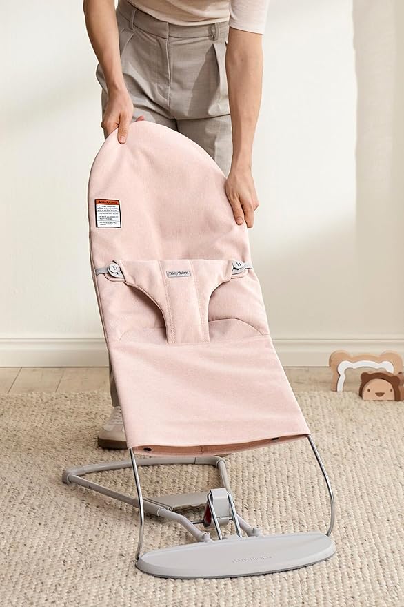 BabyBjörn Bouncer Bliss, Light Pink, Woven Melange | 2-in-1 Adjustable Baby Bouncer Seat and Toddler Chair, Newborn to Toddler (8-29 lbs), 4 Positions, Lightweight & Portable