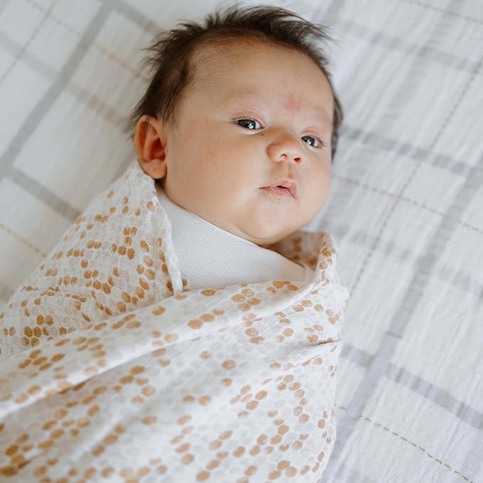 Little Unicorn Premium Cotton Swaddle Baby Blanket | Breathable Fabric | for swaddling, Play, Nursing & More (Honeycomb)