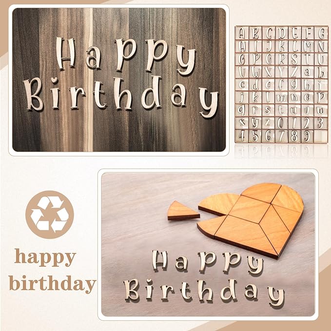 Geelin 248 Pcs 1 Inch Wood Alphabet Letters Numbers with Storage Box Blank Unfinished Wooden Letters Numbers with Rustic Storage Tray for Spelling Learning Education DIY Crafts