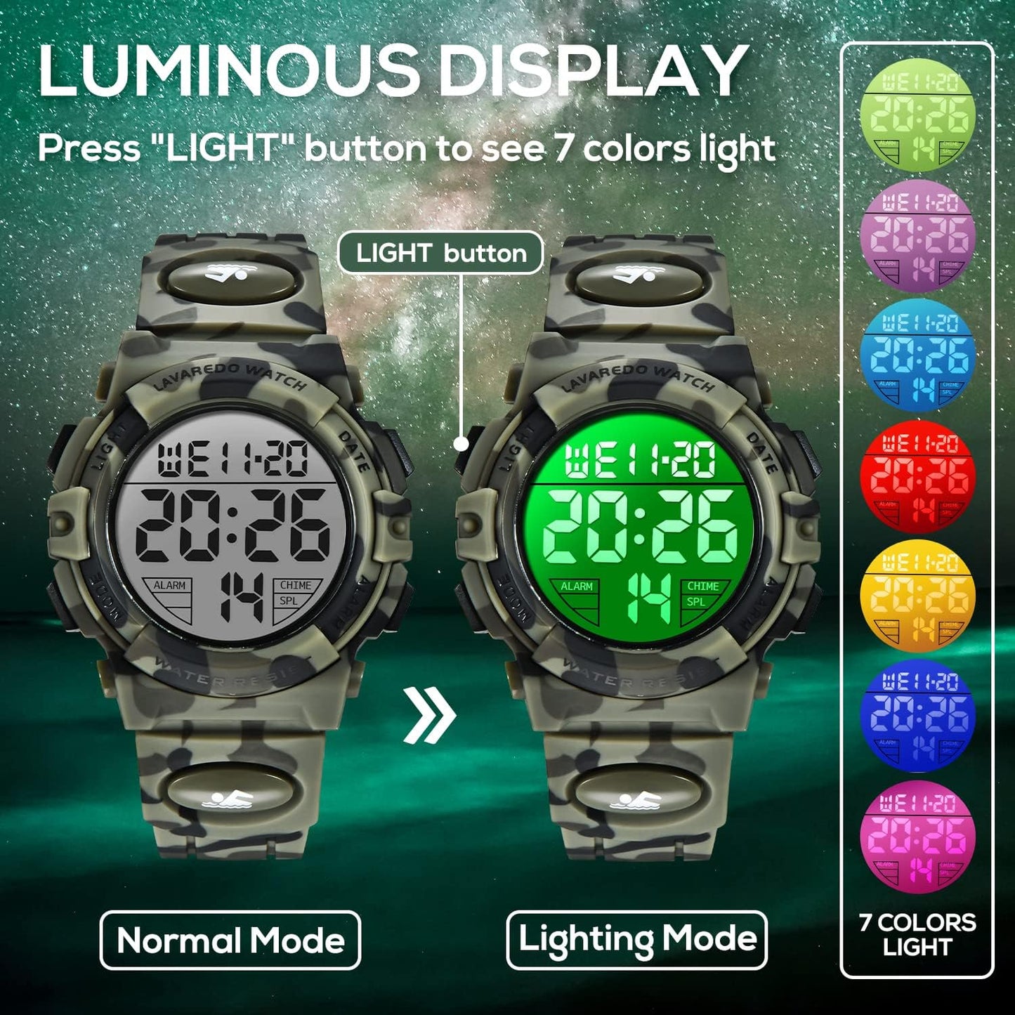 Kids Watch,Boys Watch for 3-15 Year Old Boys,Digital Sport Outdoor Multifunctional Chronograph LED 50 M Waterproof Alarm Calendar Analog Watch for Children with Silicone Band,Kids Gift