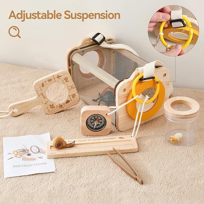 Bug Catcher Kit for Kids Explorer Kit, 10PCS Outdoor Bug Catching Kit with Magnifying Glass & Net, Adventure Set for Backyard & Camping, Fun Gift for Girls Boys