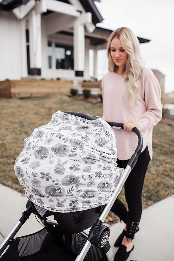 Rowan Multi-Use Cover: Car Seat, Nursing, Stroller Cover - Stretchy Fabric, All-Season, Stylish Designs, Easy Access for Moms