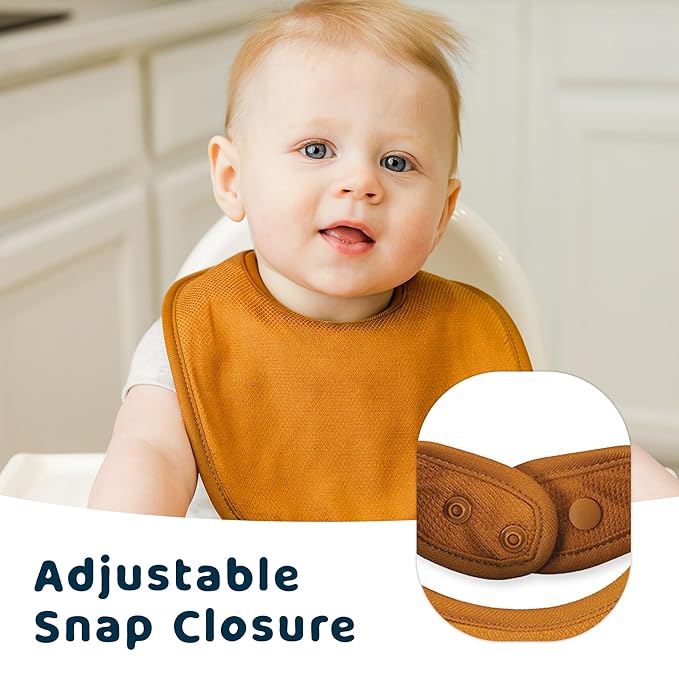 Tiny Twinkle 8 Pack Baby Bibs for Drooling and Teething – Waterproof & Absorbent Bibs for Baby Girl & Boy, Machine Washable Infant Bib Set for Newborns and Toddlers (Neutral Set 8-Pack)