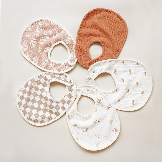 Konssy Muslin Baby Bibs 8 Pack Baby Bandana Drool Bibs Cotton for Unisex Boys and Girls, Soft Absorbent Set for Teething and Drooling