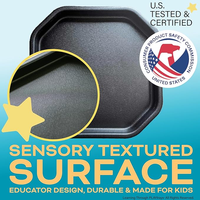 Tuff Tray (Small Black), Sensory Tray with Textured Surface, Sand and Water Table, Sensory Bin – Sensory Play for Toddlers and Kids
