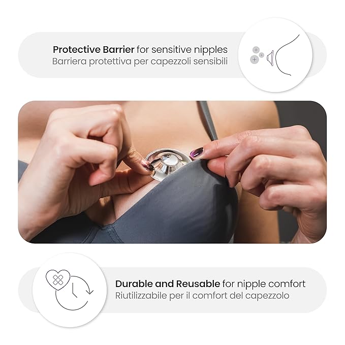 Original Italian Silver Nursing Cups - Nipple Shields for Breastfeeding - Helps Soothe and Protect Sore Nipples - Dermatologically Tested - Medical Device FDA-Registered (Small)