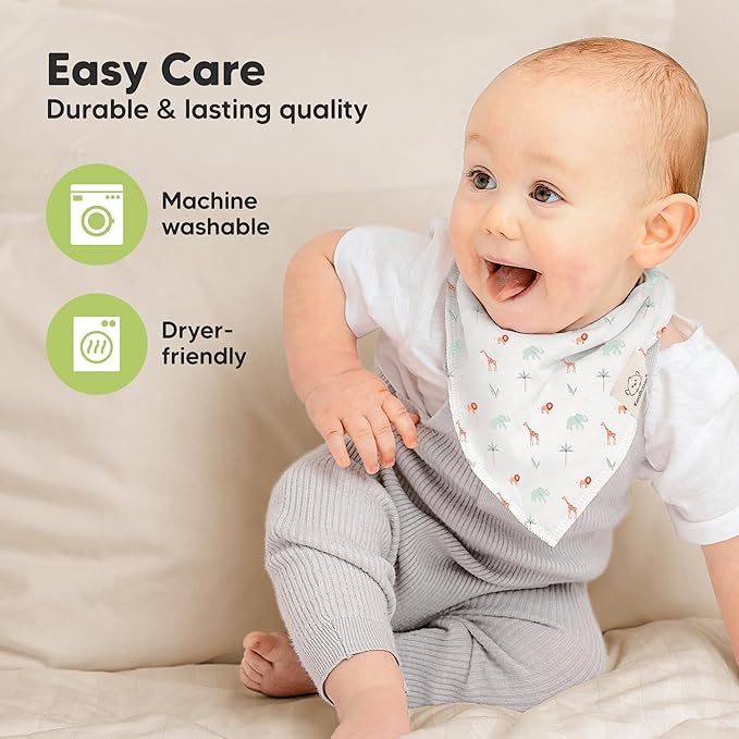 8-Pack Organic Baby Bandana Bibs for Boys, Girls - Super Absorbent Triangle Baby Bibs for Drooling and Teething Infant, 100% Cotton Extra Soft for Newborn, Infant 0-36 Months (Wildscape)