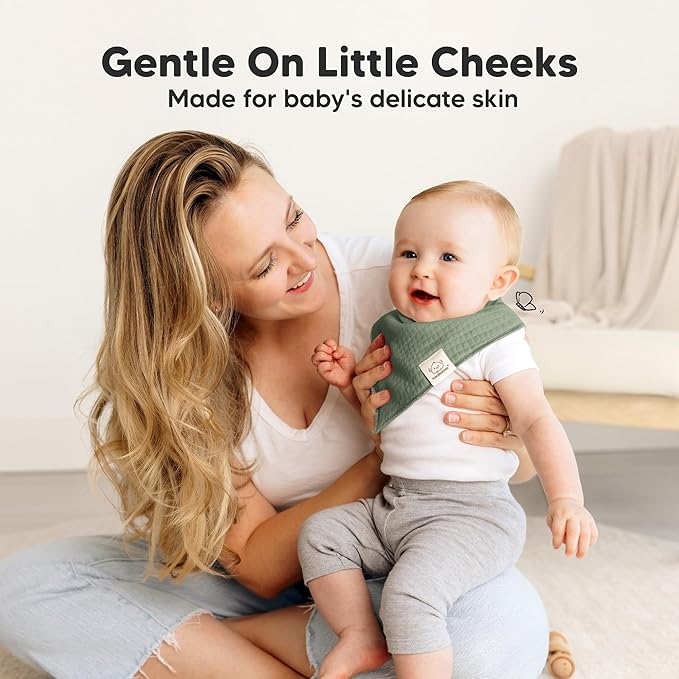 KeaBabies 8-Pack Bandana Bibs for Baby Girls, Boys - Organic Cotton Baby Bibs for Drooling & Teething Newborn, Toddler, Infant 0-36 months, Extra Soft, Absorbent Cloth with Snaps (Eclipse/Quin)