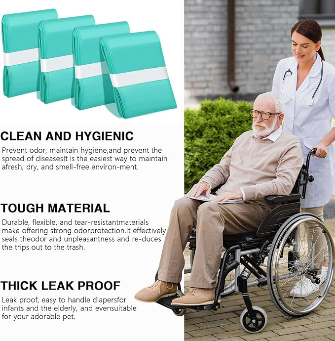 4 Pack Diaper Pail Liner Refills Bags Compatible with Akord 330 Series Adult Diaper System
