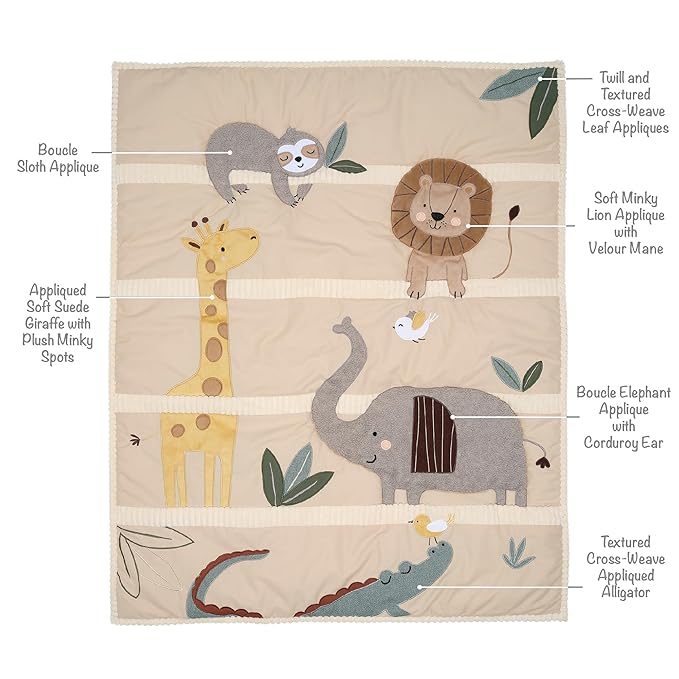 Lambs & Ivy Jungle Story 3-Piece Infant Safari Tan Baby Crib Bedding Set