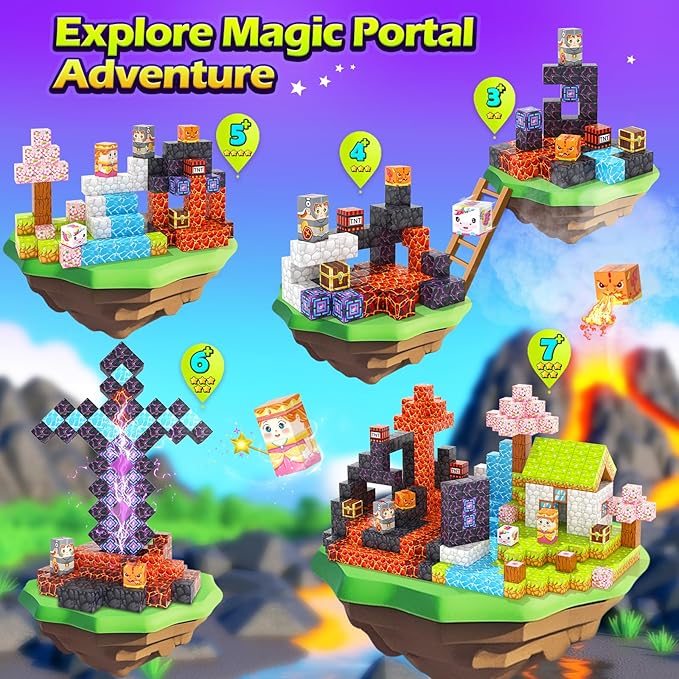 100PCS Magnetic Blocks - 1" Magnetic Building Blocks Toddler Outdoor Toys for Kids Ages 4-8 8-12 Magnet Tiles STEM Sensory Montessori Kids Toys for 3+ Year Old Boys Girls Christmas Birthday Gifts