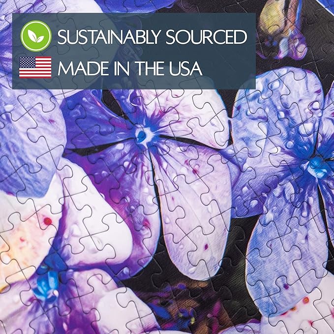 Dew Kissed Hydrangea Puzzle, Premium 1000 Piece Jigsaw Puzzle for Adults, Glare-Free, Soft-Touch Puzzles, Made in USA, 26.6" x 19.25"