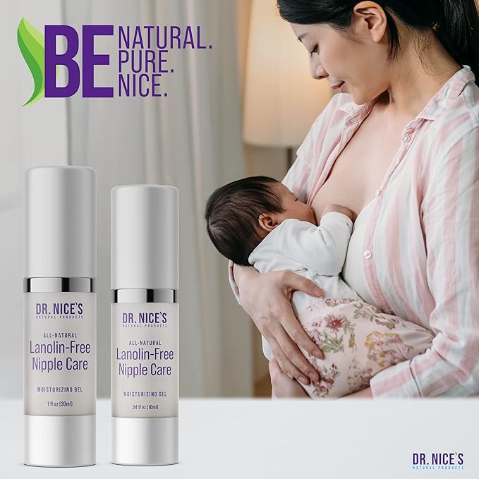Dr. Nice's Moisturizing Gel - Lanolin-Free Nipple Cream for Breastfeeding - Nursing Essentials With Instant Cooling Relief for Sore Nipples - Water-Based Moisturizer Safe for Mom & Baby - (1 Fl. Oz)