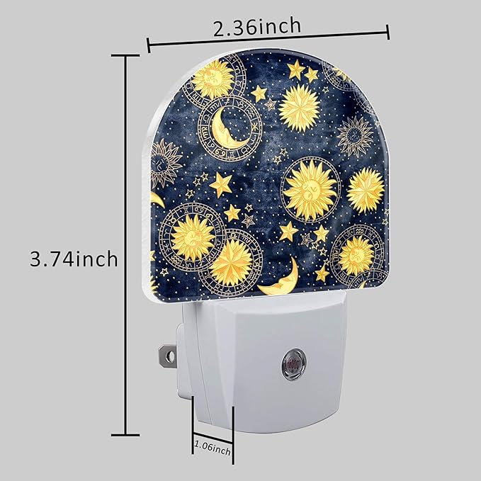 Night Light for Kids Girls Boys, Retro Divination Sun and Moon LED Night Light Plug into Wall with Dusk to Dawn Sensor for Room Decor, Hallway, Kitchen, Bathroom, Nursery, Stairs