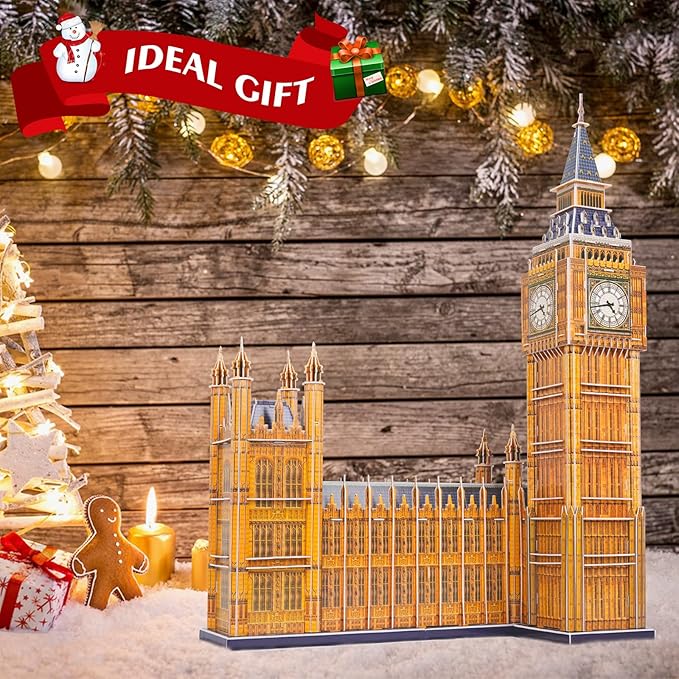 3D Puzzles for Adults & Kids, London Big Ben City Architecture Building Model Kit, 3-D Puzzle DIY Craft Kits STEM Educational Family Assembly Toys Gifts for Boys Girls 10-12-14 Home Decor, 190 Pieces