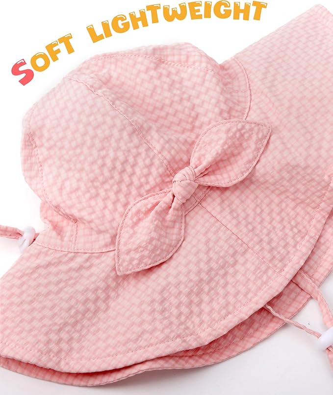 HONGTEYA Baby Sun Hat Toddler Girl Beach Hat Adjustable Outdoor Summer Hat UPF 50+ Sun Protection Wide Brim Infant Kids