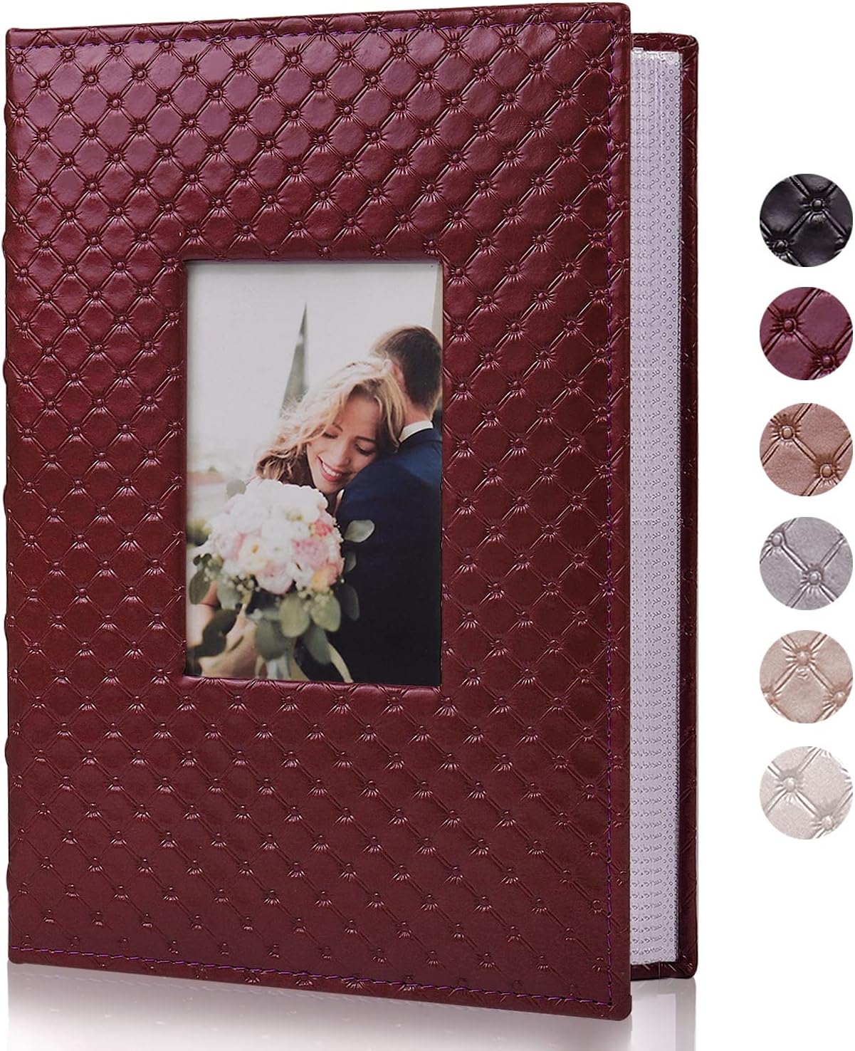 RECUTMS Photo Album 4x6 300 Photos 3 Per Pages Horizontal Photos Leather 300 Capacity Pockets Pictures Album Birthday Christmas Photo Albums Wedding Anniversary (Wine Red)