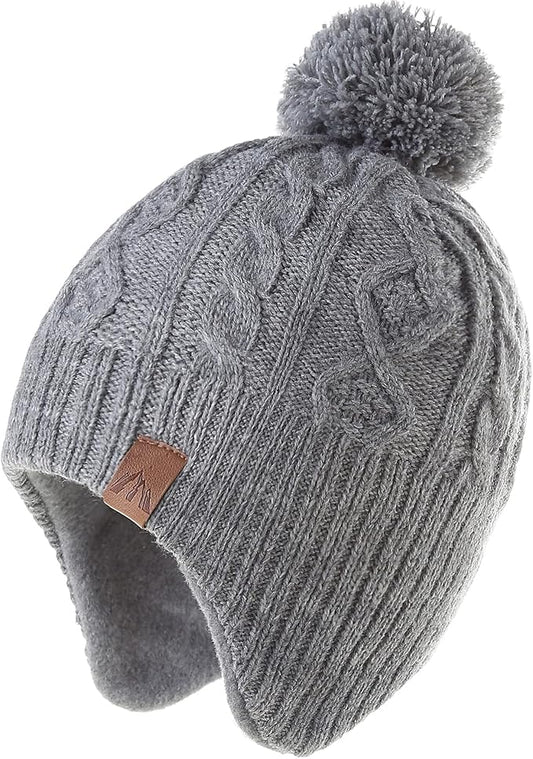 LMLALML Boys Winter Hat Earflap Knitted Beanie for Kids Warm Fleece Lined Thicken Hat for Baby