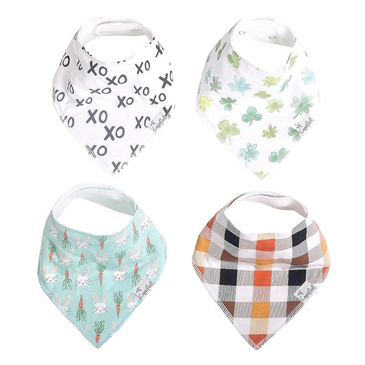 Copper Pearl Baby Bandana Drool Bibs for Drooling and Teething 4 Pack Gift Set, Holiday