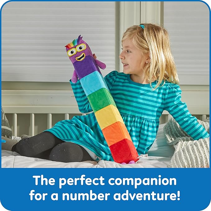 hand2mind Numberblock Seven Playful Pal, Plush Figure Toys, Numbers for Toddlers, Preschool Math Learning Toys, Stuffed Animal Plushies, Counting Blocks, Soft Stuffies, Kids Birthday Gifts