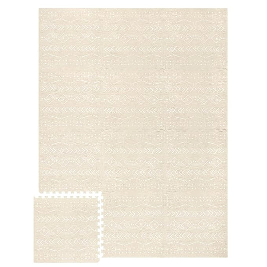 Lillefolk Baby Play Mat for Floor – 6x8ft Beige | Soft Non Toxic Premium EVA Foam Tiles for Tummy Time, Crawling & Playroom – Waterproof Interlocking Floor Mat for Babies & Toddlers (12 Tiles)