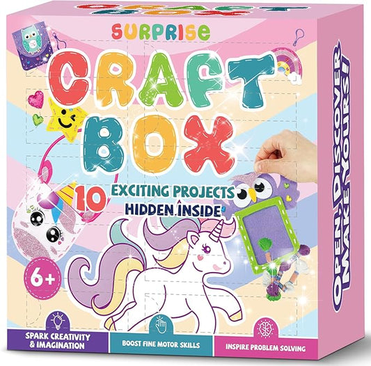 Sewing Kit for Kids, Arts & Crafts for Kids Ages 4-8,Craft Box 10 Felt DIY Projects of Stuffed Animal Dolls and Plush Pillow, Crafts Activities Gift for Girls Boys Age 6 7 8 9 10 11 12 Years Old