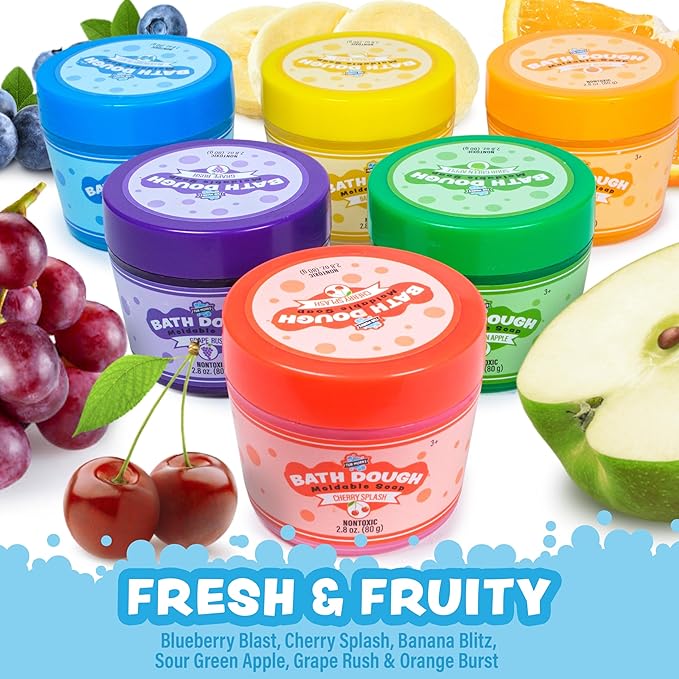 Tub Works® Bath Dough™ Moldable Kids Soap Bath Toy, Variety 6 Pack | Shape, Mold & Create Tub Art with Soapy Dough | Soft & Moldable Kids Bath Soap for Shaping | Sensory Toddler Bathtub Toys