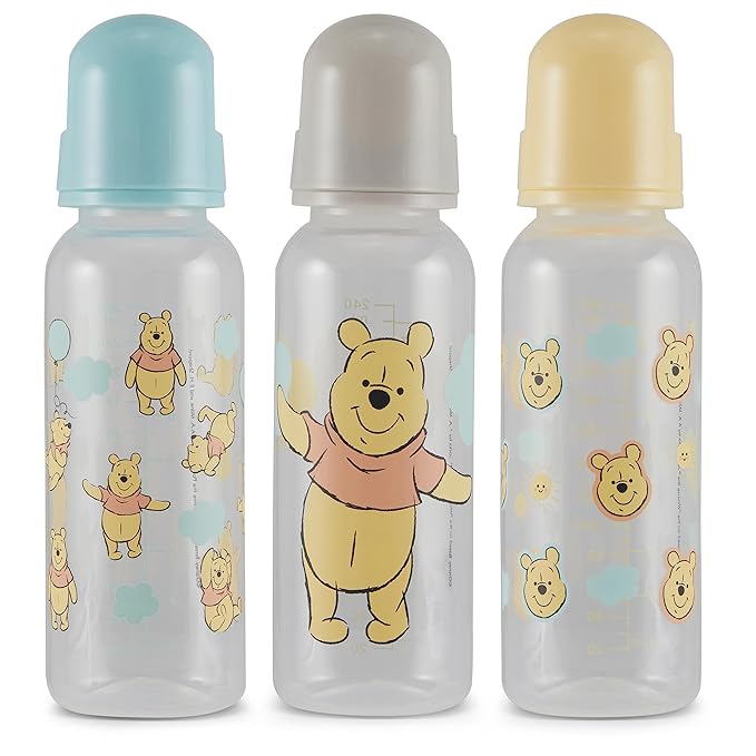 Baby Bottles 9 oz for Boys and Girls| 3 Pack of Disney Winnie The Pooh Pose Infant Bottles for Newborns and All Babies | BPA-Free Plastic Baby Bottle for Baby Shower