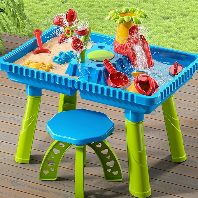 Kids Sand and Water Table Toys for Toddlers 3-8 Years Old, Sensory Play Table for Kids Age 3-5, Summer Outdoor Beach Toy for Boys and Girls 3-7, Birthday Gifts