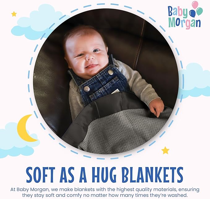 Thermal Waffle Knit Baby Blanket - Soft Breathable Mini Blanket for Newborns and Infants - Toddler Blankey for Strollers, Travel, Naptime, Nursery and More - 18" x 20" (Gray, Satin Trim)