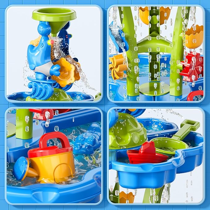 3 in 1 Water Table for Toddlers 3-5 4-8, Summer Outdoor Beach Outside Backyard Activity Sensory Kids Sand and Water Table, Birthday Party Gifts for Kids Boys and Girls Ages 3 4 5 6 7 8