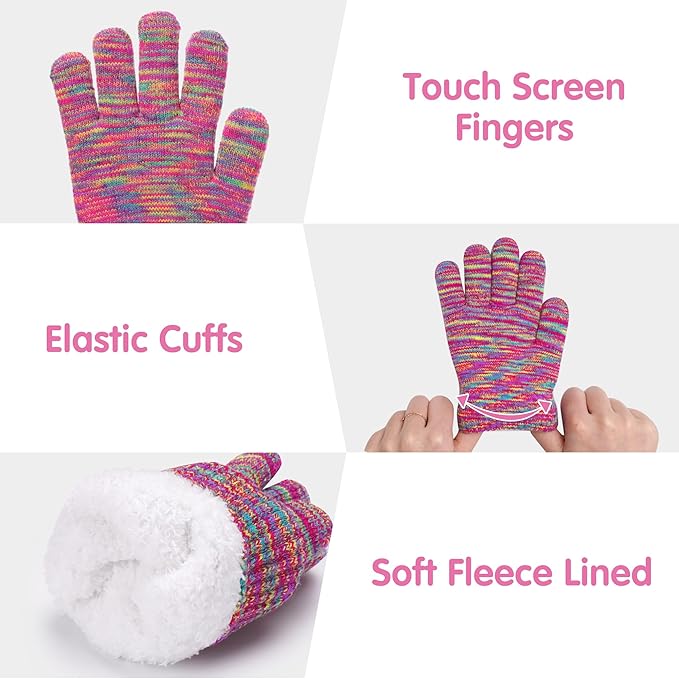 Kids Toddlers Winter Beanie Hats Gloves Neck Scarf Set Mittens Gifts for 0 6 12 Months 1 2 3 4-8 Year Old Baby Girls Boys