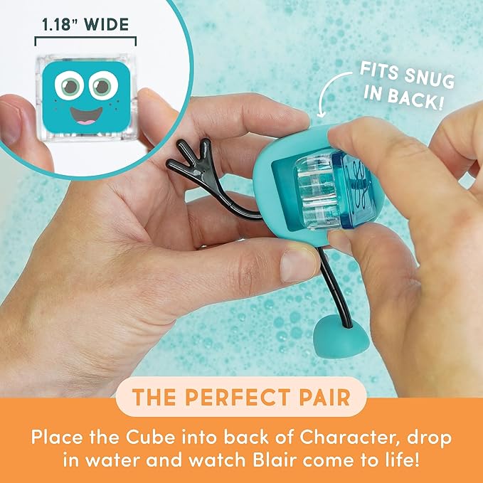 Glo Pals Blair Bath & Bedtime Bundle - Light Up Bath Toy with 1 Interactive Book, 2 Light Cubes & 1 Magic Magnifier - Toddler Bath Toys Set with Storybook Character - Educational Kids Bath Time Fun