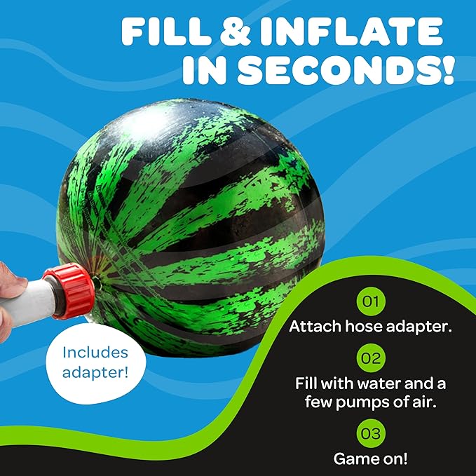 Watermelon Ball Lit - Glow in The Dark Pool Toy for Kids Ages 8-12, Teens, Adults - 9 Inch Swimming Pool Game for Family Fun